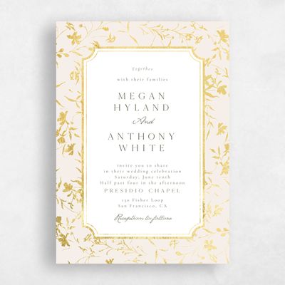 Linen, Beige Wedding Invitation - Vasara Portrait Foil