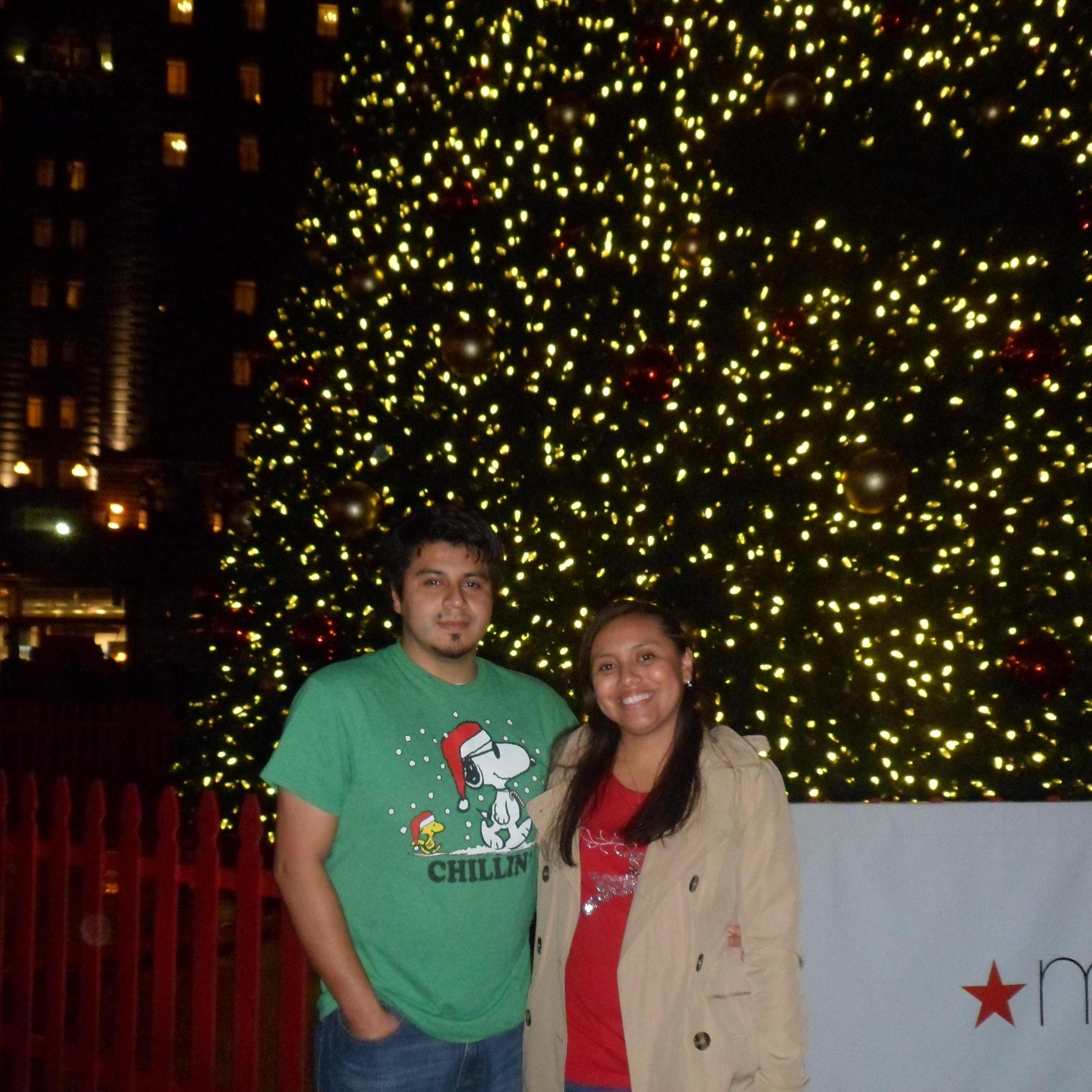 Had to take a picture in front of the Christmas tree! Ivan loves his fun shirts #SF2016
