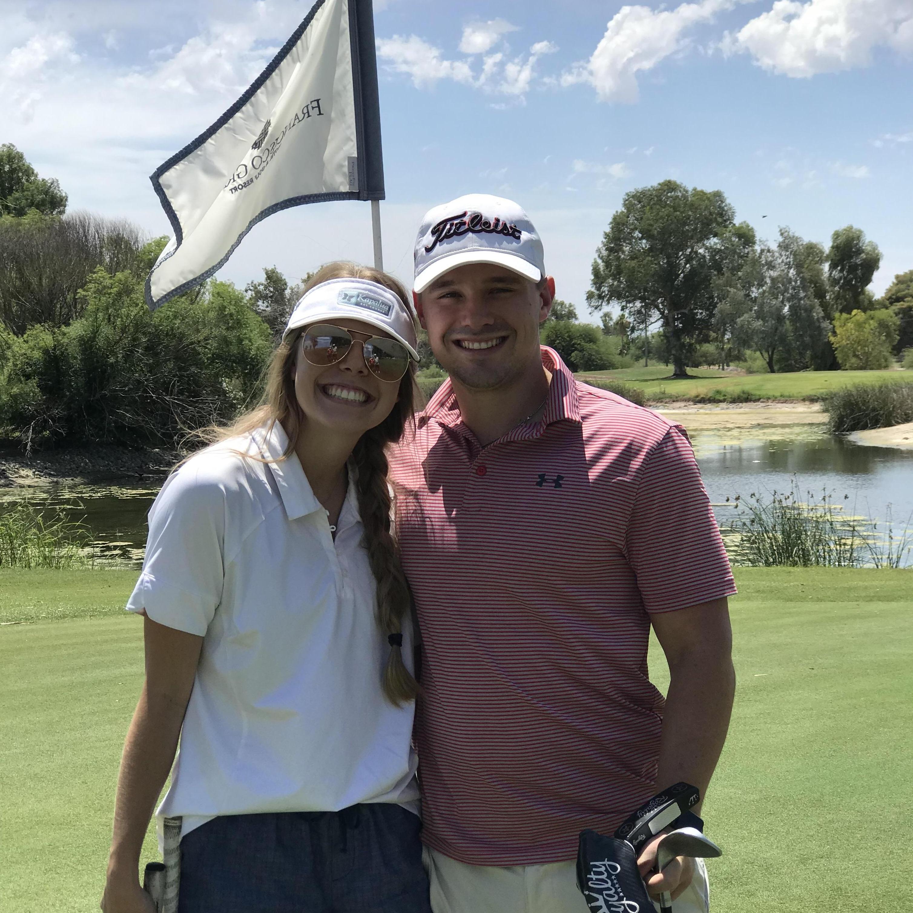Kristen's first time golfing! Worked out having Jake as her coach!