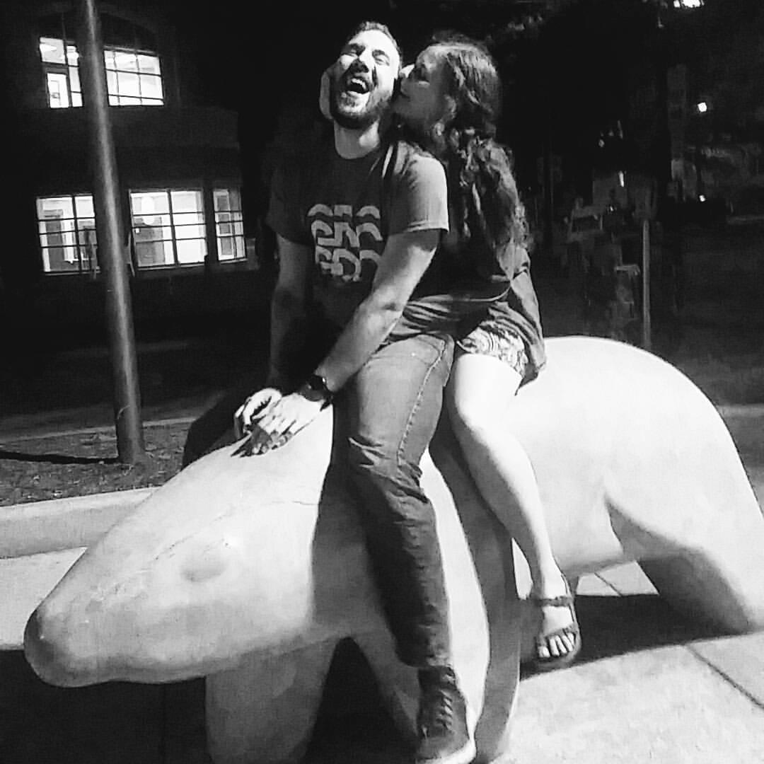 Stopping by the library bears for a photo opp was always Danika's favorite activity on the way home from the bars.