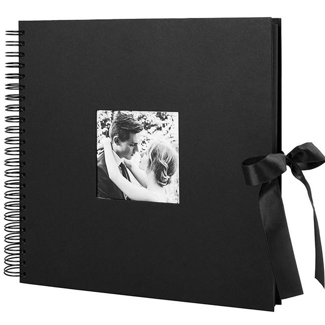 INNOCHEER 12x12 Inch Scrapbook Photo Album with Photo Opening, Wedding Guest Book, DIY Anniversary Travel Memory Scrapbooking, 80 Pages (40 Sheets)