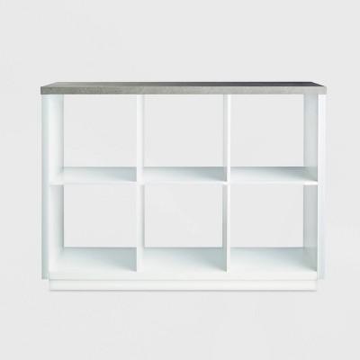 6 Cube Storage Organizer with Faux Concrete Surface Top White - Threshold™