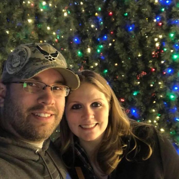 Walking around the light maze at Enchant Christmas