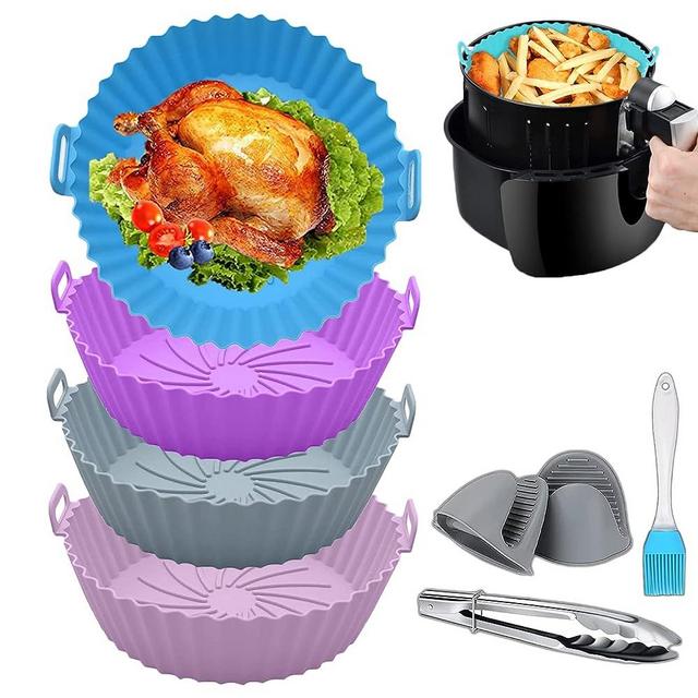 1 Pc Air Fryer Silicone Liners Pot, 8 Inch Silicone Air Fryer Liners Round  Reusable Air Fryer Basket for 3.5-7QT, Replacement of Parchment Paper Liners  for Baking Oven Microwave