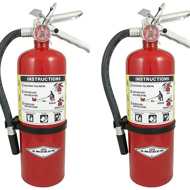 Amerex B402 QWMLBB 5lb ABC Dry Chemical Class A B C Fire Extinguisher, with Wall Bracket, 2 Pack