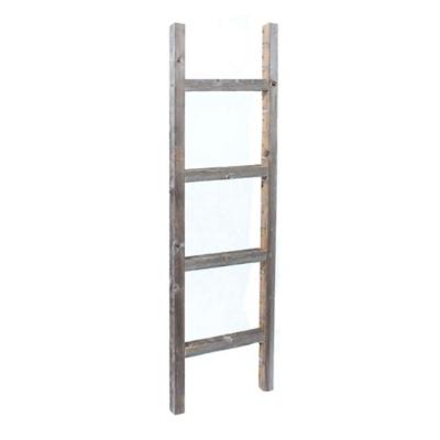 Gray 4 Ft. Rustic Farmhouse Decorative Ladder