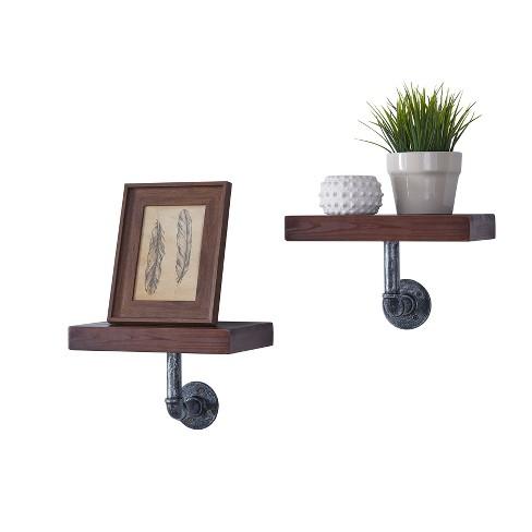 11.7" x 7.6" 2pc Industrial Pipe Wall Shelf Set - Danya B.