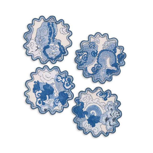 Matouk Magic Mountain 6" Round Cocktail Napkins, Set of 4