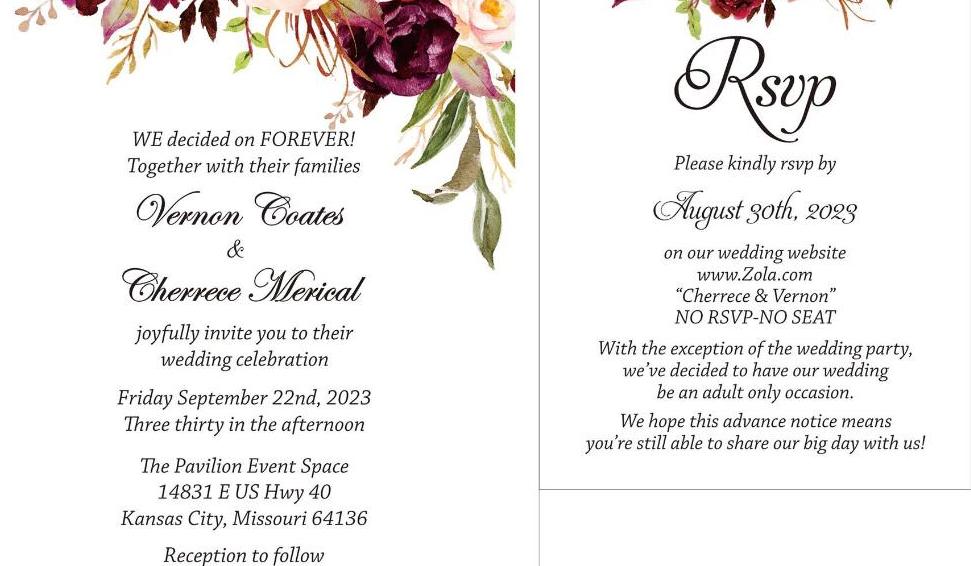 The Wedding Website of Cherrece Merical and Vernon Coates