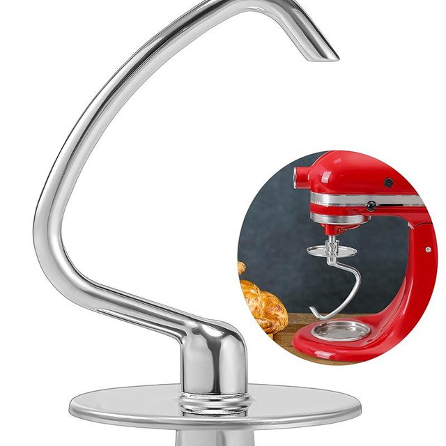 Stainless Steel Dough Hook Attachment for KitchenAid 4.5QT-5 Quart Bowl Tilt-Head Stand Mixer, Rustproof & Dishwasher Safe, Efficient Kneading for Bread, Pizza, Pasta