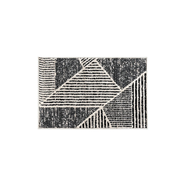 World Rug Gallery Contemporary Distressed Geometric Indoor Door Mat - CREAM 2'3"x4'