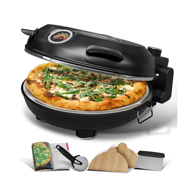 JoyTable 12 Inch Countertop Electric Indoor Stone Pizza Oven - Heats up to 790°F for Crispy Crust
