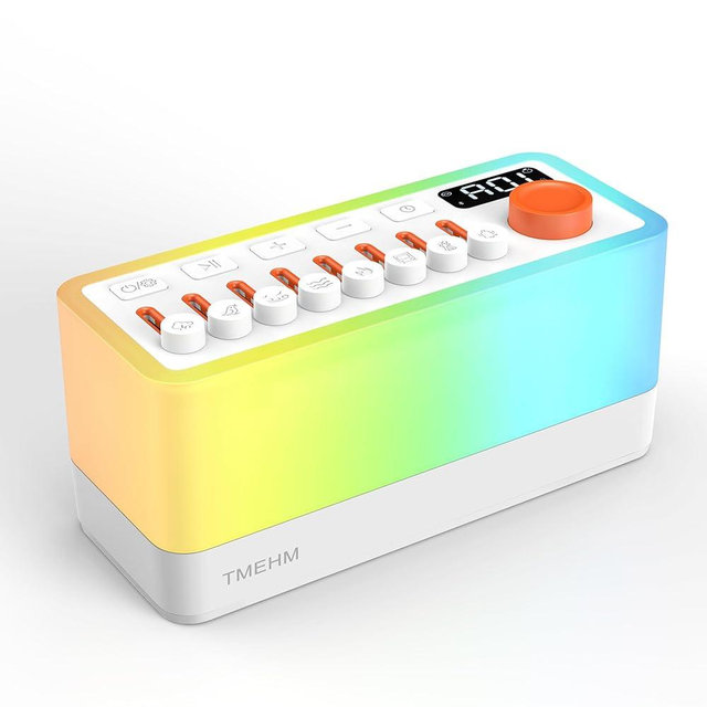 TMEHM White Noise Sleep Sound Machine with 8 Nature Sounds, Portable Bluetooth Speaker, 12 Colors Night Lights, Sleep Timer & Breathing Exercises, for Babies, Kids, and Adults