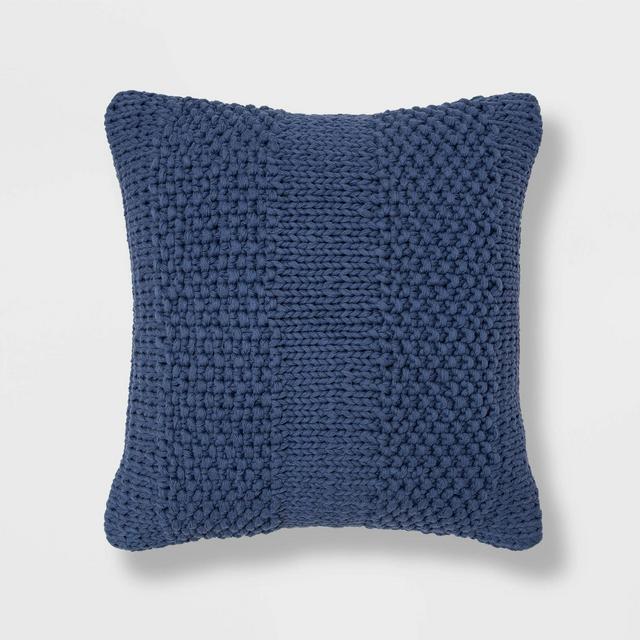 Chunky Patterned Weave Square Throw Pillow Blue - Project 62™