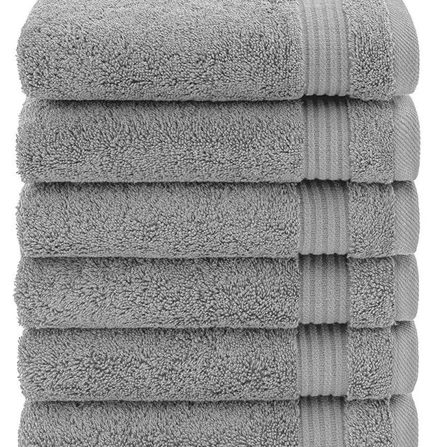 Luxury & Hotel Quality Turkish Cotton 6-Piece Hand Towel Set, Extra Soft & Absorbent for Face & Hands by United Home Textile, Light Grey