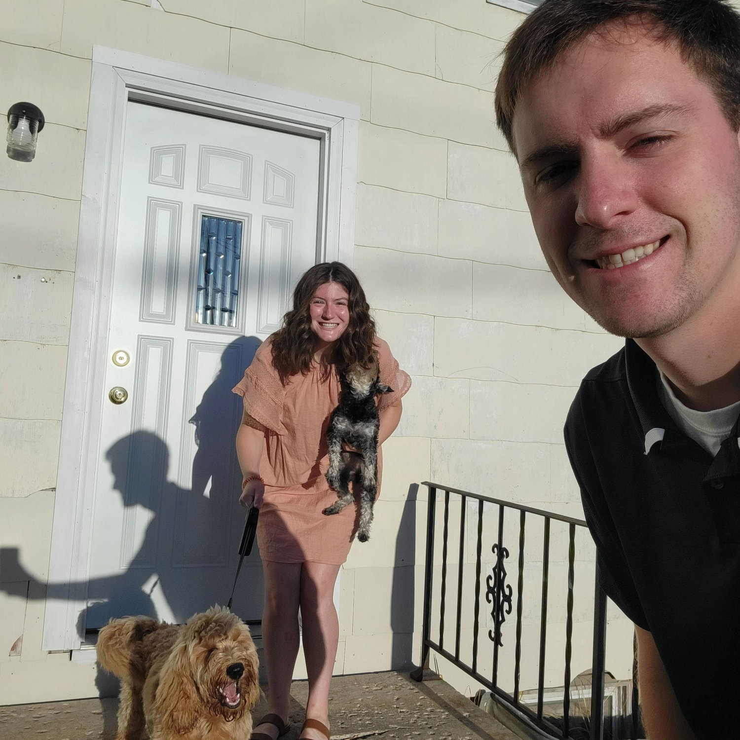 We attempted to take a first day of school photo when the dogs were puppies! This would be the first of many attempts to try to get a good photo with them!