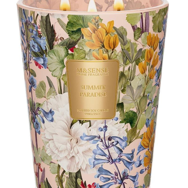 M&SENSE Citrus Water Flower Scented Candles, 35oz 150H Long Lasting, 3 Wick Soy Candles,Natural Aromatherapy Calm Stress Relief, Home Fragrance Housewarming Gifts