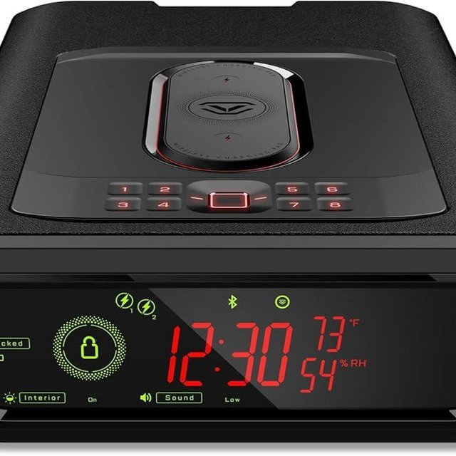 VAULTEK DS5i Smart Station™ Biometric Smart Safe with Dual Wireless Phone Charger + Auto Open Drawer + WiFi Safe Management (WiFi + Biometric (Black))