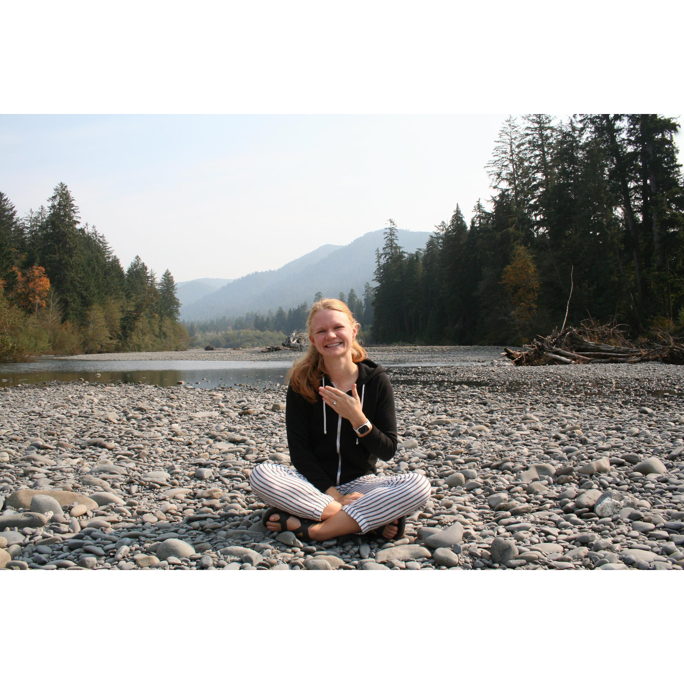 Lucas proposed while we were camping in the Hoh Rainforest during a road trip around the Olympic Peninsula!