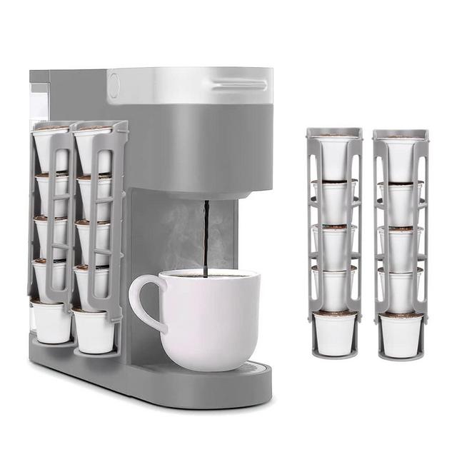 Sungrace K Cup Coffee Pod Holder for Keurig K-cup Coffee, Side Mount Storage Organizer, Perfect for Small Counters ( Light Grey, 4 Pack for 20 K Cups)