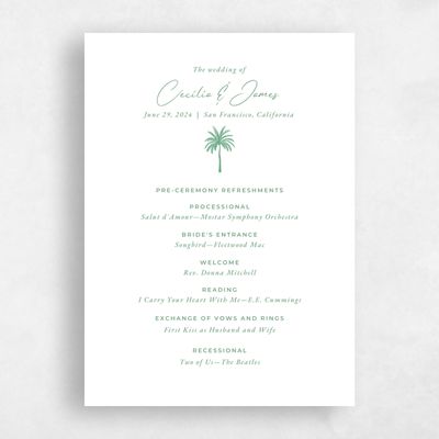 White Simple Wedding Program - Seaview
