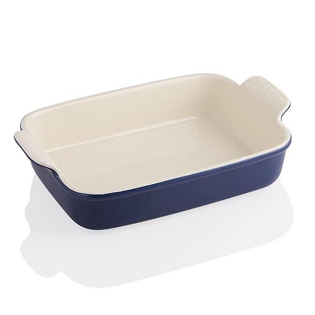 Sweejar Porcelain Baking Dish, Rectangular Bakeware Lasagna Pan, Casserole Dish for Cooking, Cake, Dinner, Kitchen, Banquet and Daily Use, 13 x 9.6 inch (Navy)