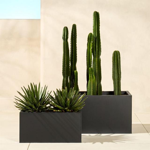 Blox 32" Low Galvanized Charcoal Planter