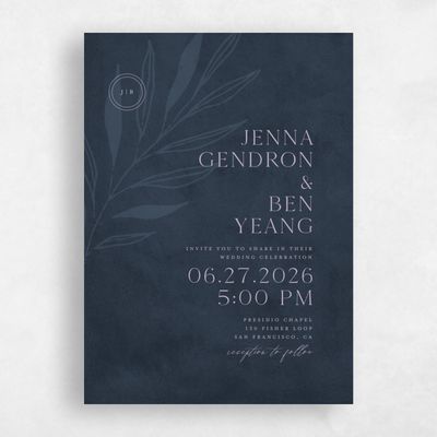 Dark Cobalt, Blue Wedding Invitation - Castille Portrait