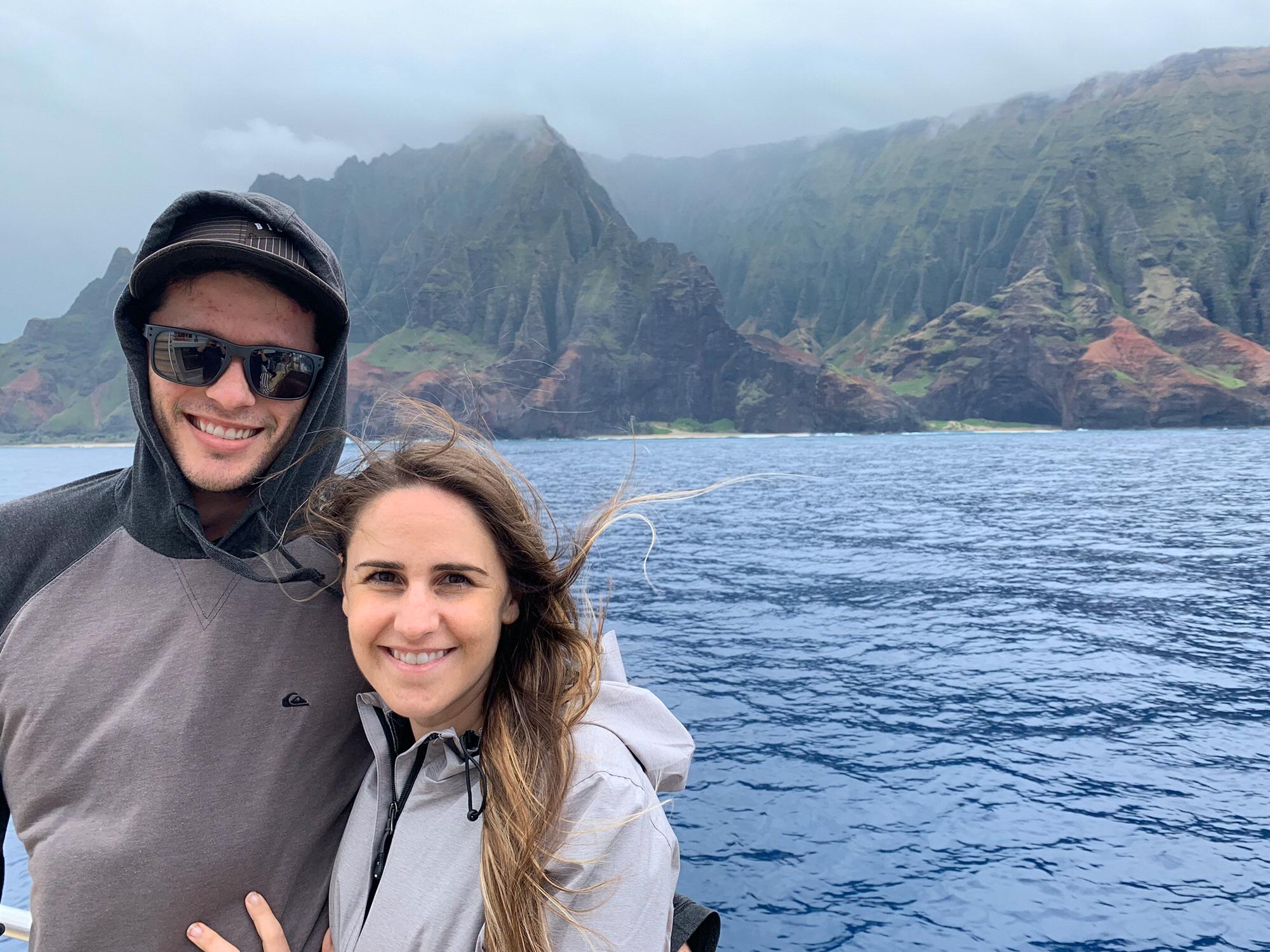 Snorkel cruise around Hanalei Bay. The day Ashton learned that Elizabeth gets sea sick.
