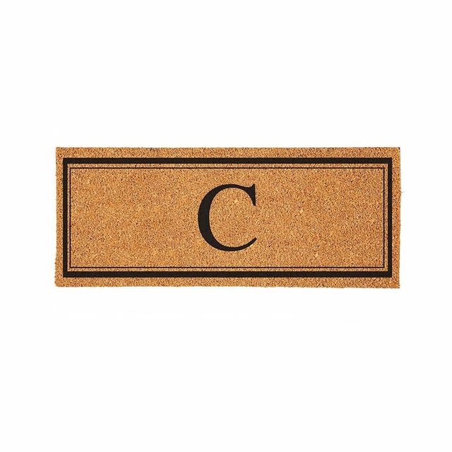 Evergreen Monogram Extra Large Coir Doormat, 60x24 Inches Front Door Mat, Outdoor Indoor Entrance Rug, Welcome Mat for Double Doors Porch Patio, Housewarming Gift, Letter C