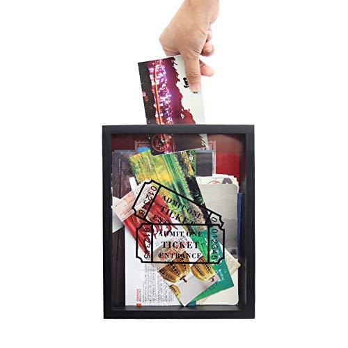 MAGGIFT Memento Storage Boxes,Wooden Stub Shadow Box Tickets, Ticket Memory Box (Black)