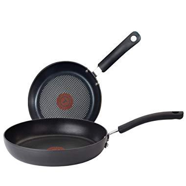 T-fal Ultimate Hard Anodized 2-Piece Scratch Resistant Titanium Nonstick Thermo-Spot PFOA Free 10/12-Inch Cookware Set, Gray, E765S274