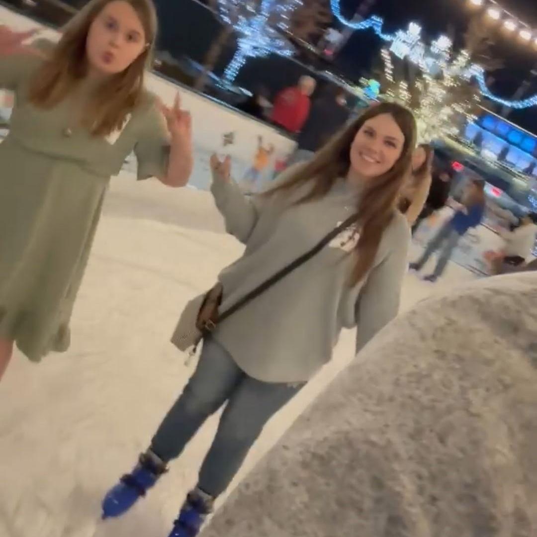 Ice Skating in Grapevine, don't let Heidi's chill attitude fool you, she was crying about skating just before this!