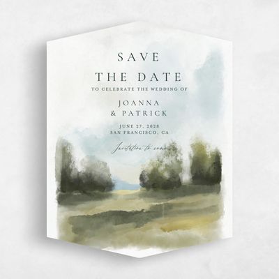 Green Diamond Wedding Save the Date - Carroway Portrait