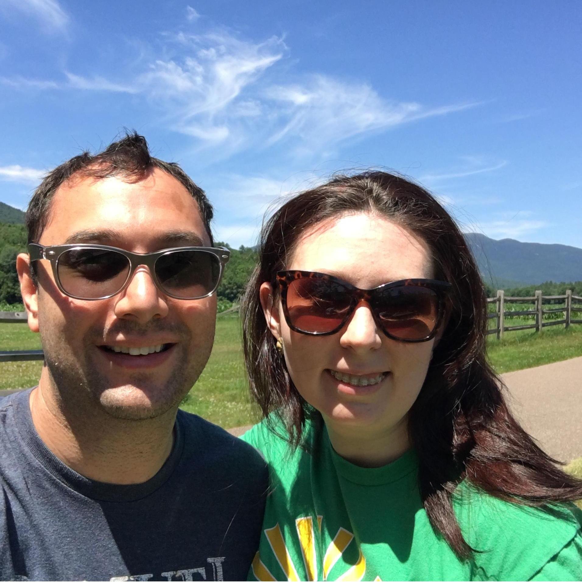 Quick stop to admire the scenery while biking on the Stowe Bike Path in Vermont.