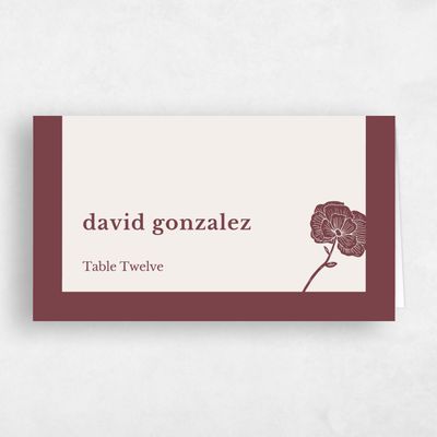 Burgundy, Red Wedding Place Card - Catania