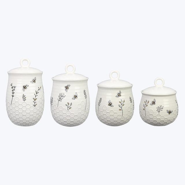 Young's Inc. Honey Bee Ceramic Canister Set of 4