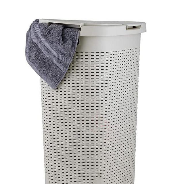 Superio Slim Deluxe Laundry Hamper Wicker, 60 Liter Ivory, Beige