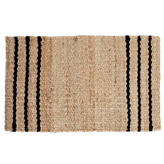 Three Stripe Jute Doormat, 22" x 36", Natural