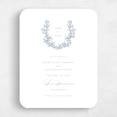 Blue Rounded Wedding Save the Date - Vienna Portrait