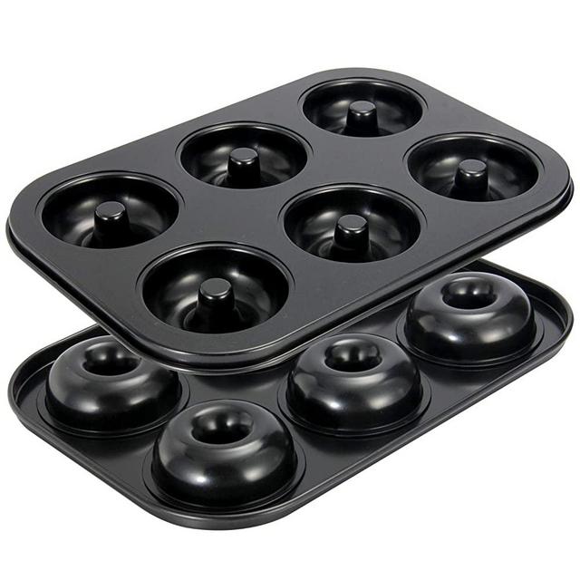 Mini Donut Pans, OAMCEG Non-Stick 2 Pack 6-Cavity Donut Baking Pans, High-grade Carbon Steel Donut Mold - BPA Free Bagels Doughnuts Biscuit Cake Baking Tray Maker Pan, Dishwasher, Oven, Freezer Safe