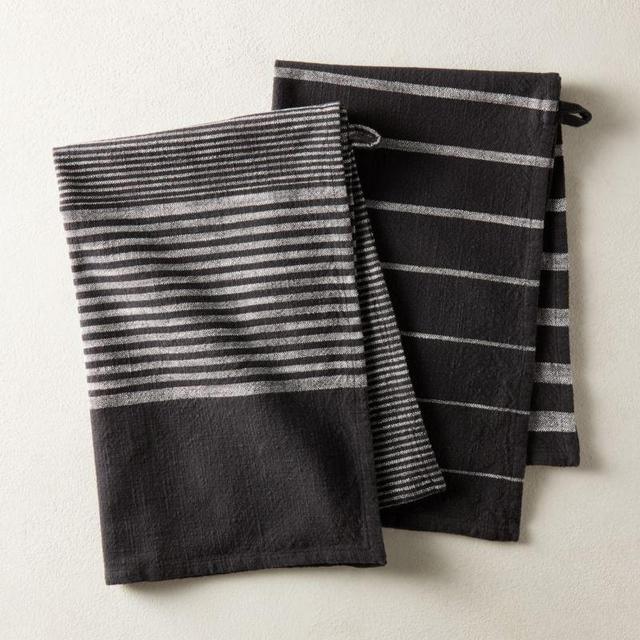 Cafe Black Striped Dish Towels Set of 2