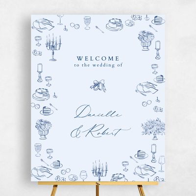 Dark Blue Wedding Sign - Elodie Portrait