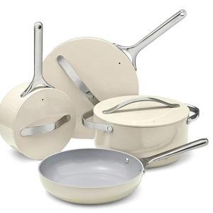 Caraway Non-stick Ceramic Cookware Set (12 Piece) Pots, Pans, Lids and Kitchen Storage - Cream