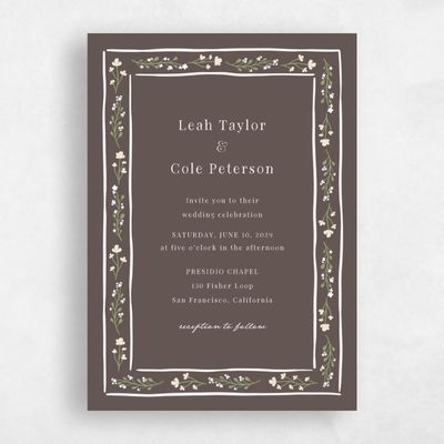 Dark Taupe, Brown Wedding Invitation - Maeva Portrait