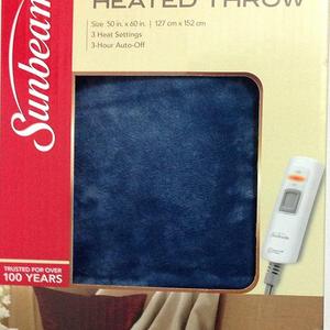 Sunbeam Heated Throw Lagoon Blue 50"x60" 3 Heat Settings Auto Off On NEW