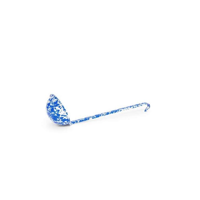 Enamelware Ladle, 12 inch, Blue/White Splatter
