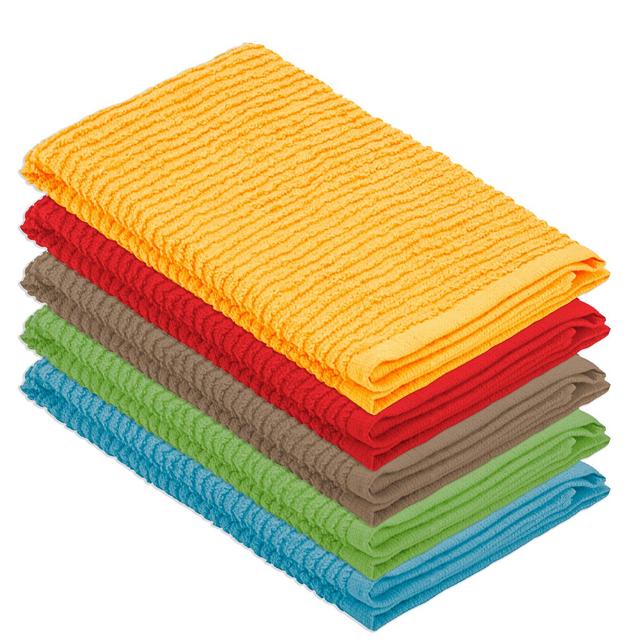 DecorRack 5 Pack Small Kitchen Dish Towels, 100% Cotton, 12 x 12 Inch Dish Cloths, Perfect Cleaning Cloth for Washing Dishes, Kitchen, Bar, Counter and Car, Assorted Colors (Pack of 5)