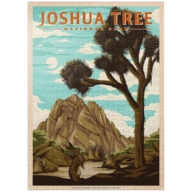 MyPuzzle Joshua Tree National Park - Where Trees Thrive in The Desert, Vintage Travel Poster - Premium 1000 Piece Jigsaw Puzzle for Adults