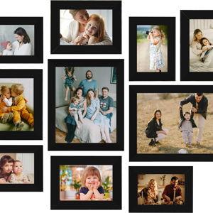 LUCKYLIFE Picture Frame Set 10-Pack, Gallery Wall Frame Collage with 8x10 5x7 4x6 Black Frames